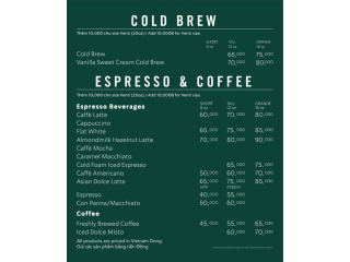 Starbucks Menu