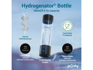 Black PIURIFY Hydrogenator Bottle – Elevate Your Hydration in Style!